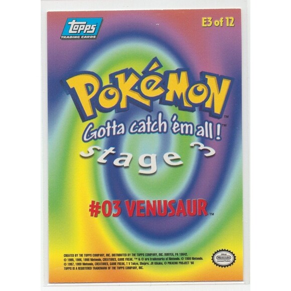 Bulbasaur/Ivysaur/Venusaur 1999 Topps Pokemon Movie Animation - Picture 8 of 8